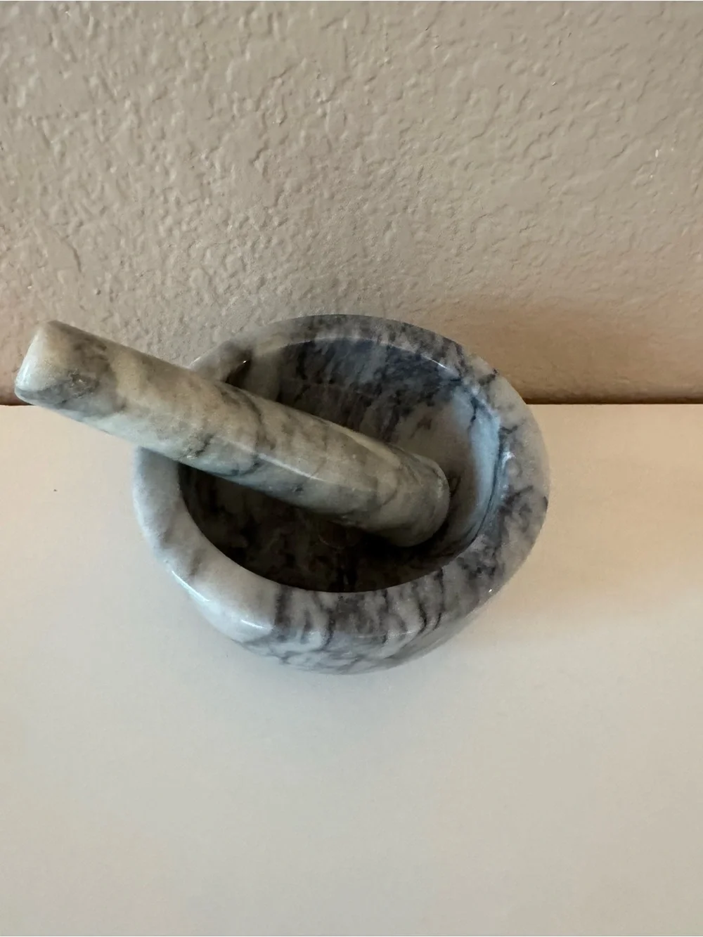 Marble Mortar and Pestle - Gray and White Marble Finish